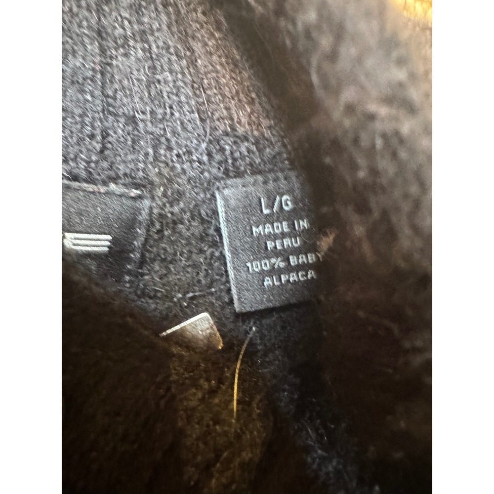 Carneoustie Baby Alpaca Sweater Men's L‎ Black Cable Knit Button Neck Peru - Picture 7 of 9